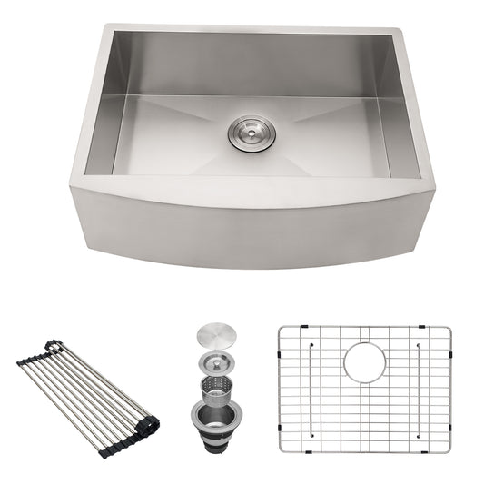 Lordear Farmhouse Kitchen Sink Apron Front Single Basin 18 Gauge Stainless Steel, 24x20x9 inch | Apron Front / Farmhouse Sinks, Apron Front Kitchen Sink, Apron Front Sink, Farmhouse Kitchen Sink, Kitchen, Kitchen Sink, Kitchen Sinks, Stainless Steel Kitchen Sink | Lordear