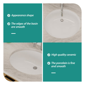 Lordear 19.5in x 16in x 8.3in White Oval Bathroom Sink Undermount Ceramic Lavatory Vanity Sink with Overflow | Bathroom Sink | Lordear