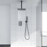 Pressure Balancing Rain Shower System Rough-in Valve Trim Kit Shower Faucet Set Complete Square Matte Black | Handheld Shower, Rainfall Shower Head, Rainfall Shower System, Shower, Shower Faucets & Systems, Shower Head, Shower System | Lordear