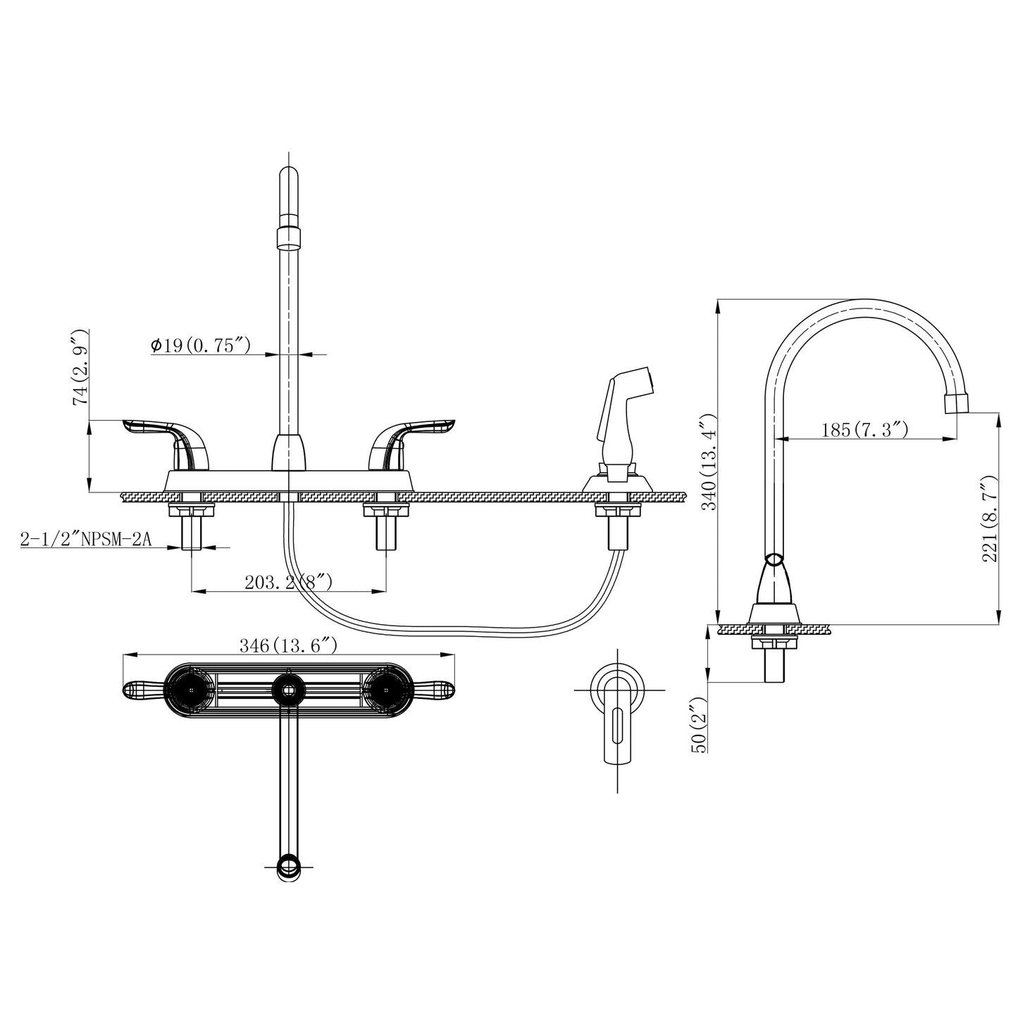 Double Handle Kitchen Faucet and Pull Out Spray Head Modern Design | Faucet, Faucet Design, Kitchen Faucets, Pull Out Kitchen Faucet, Sink Faucet, Two Handle Faucet | Lordear