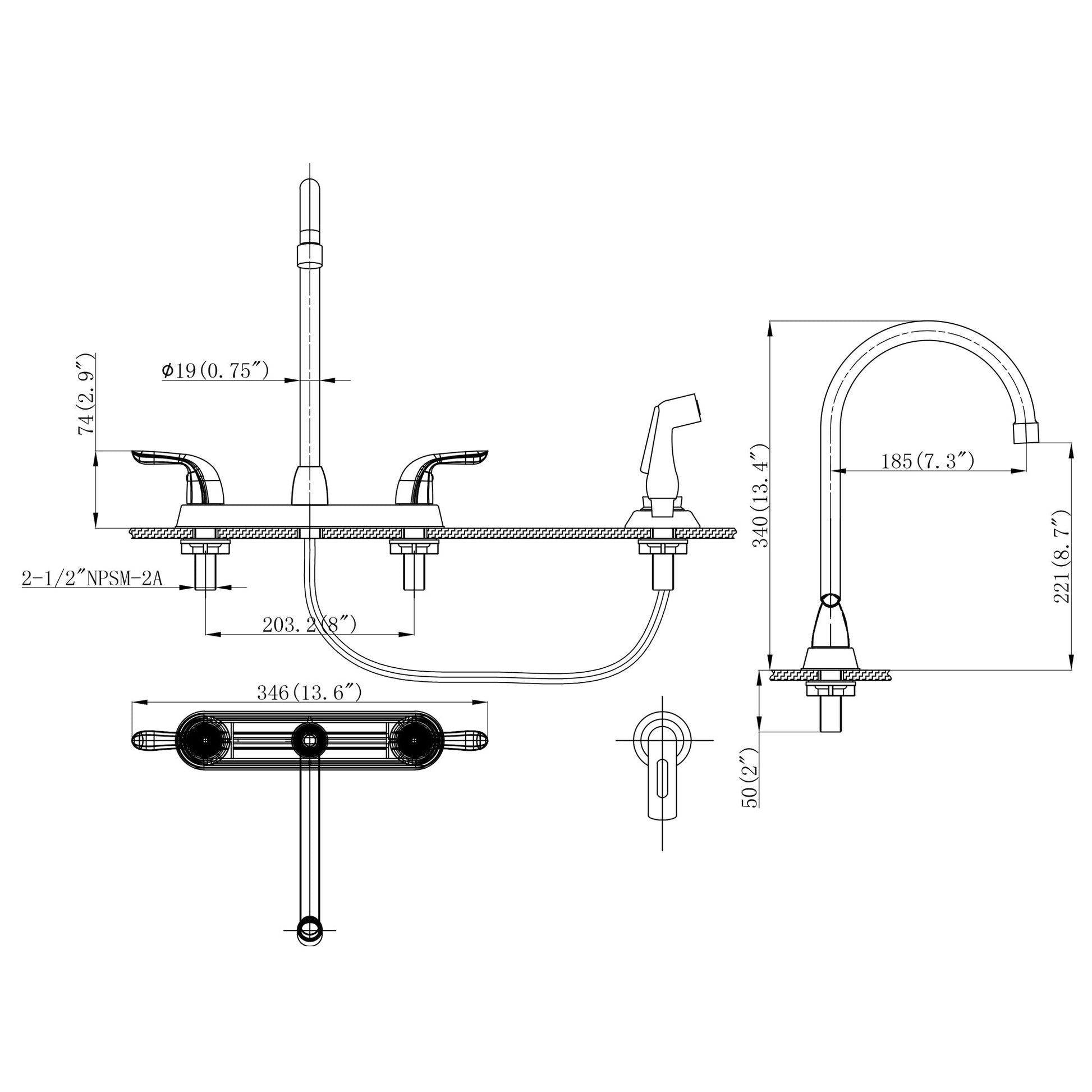 Double Handle Kitchen Faucet and Pull Out Spray Head Modern Design | Faucet, Faucet Design, Kitchen Faucets, Pull Out Kitchen Faucet, Sink Faucet, Two Handle Faucet | Lordear